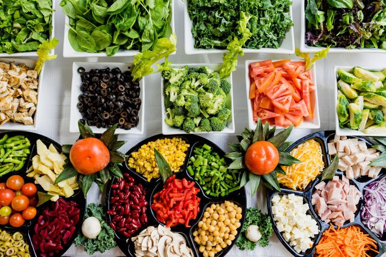 A colorful assortment of veggies in bowls