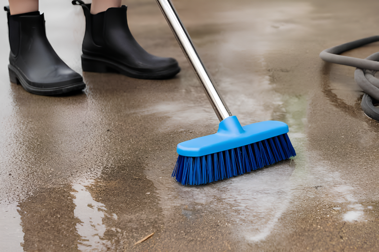 a man sweeping