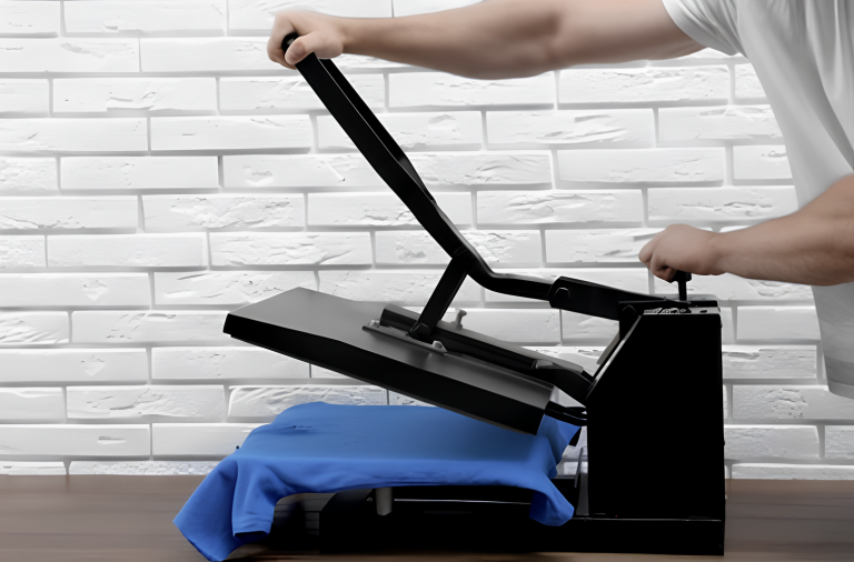 a man working on heat press